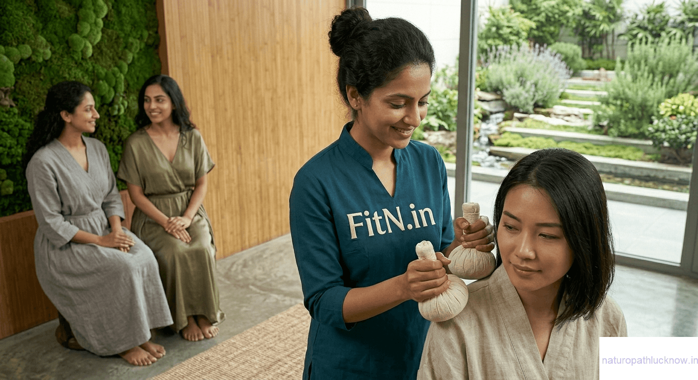 Natural wellness clinic in Lucknow setup with doctor and patients