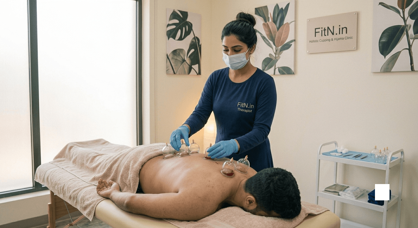 Cupping therapy giving session to patient at Lucknow Naturopathy