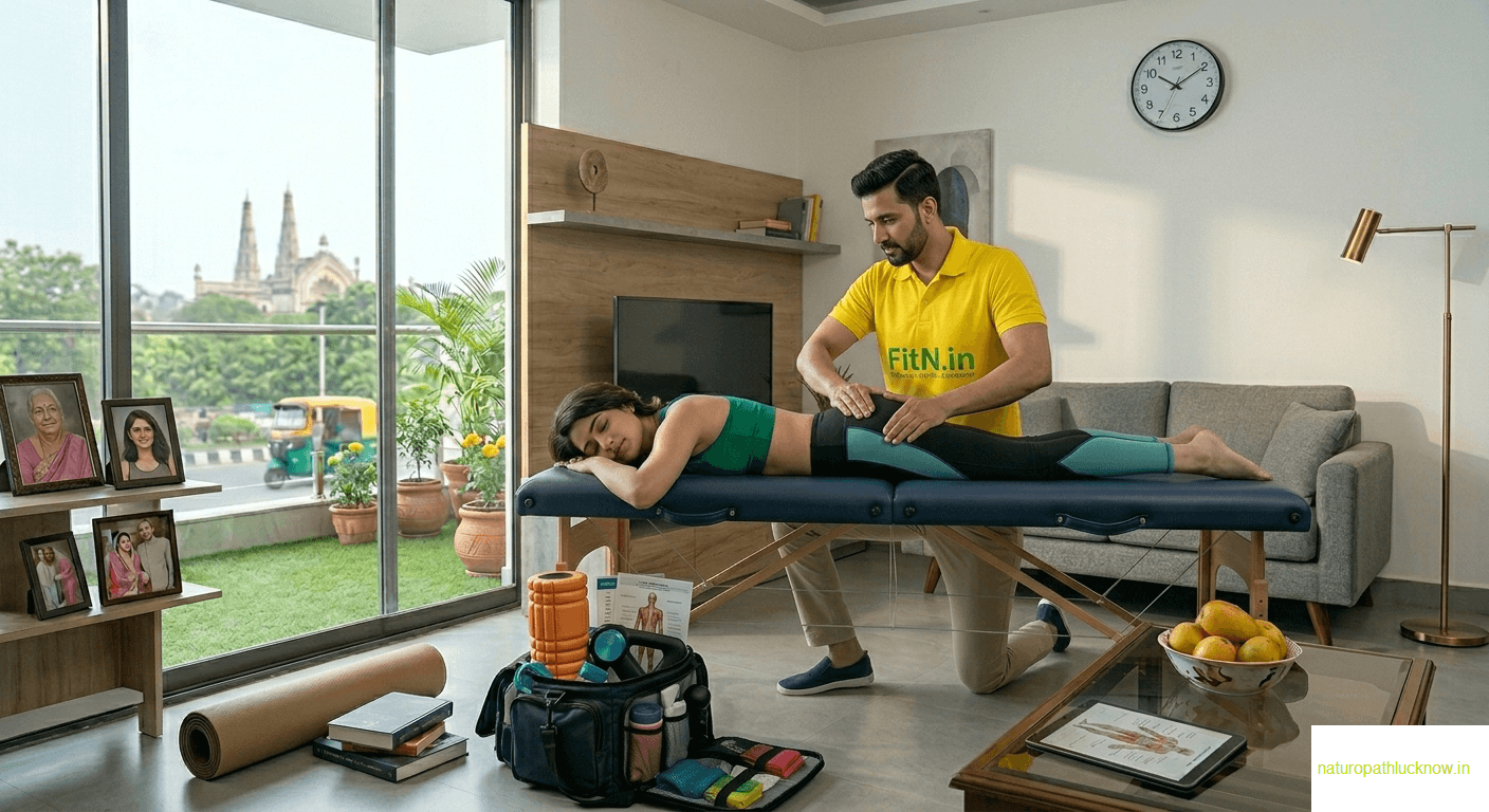 Physiotherapy Trainer of Naturopathy Lucknow giving session to a female patient of physiotherapy