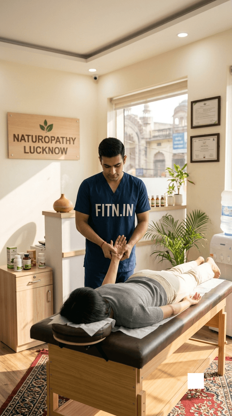 A chiropractor treating a female patient with chiropractic in Naturopathy Lucknow centre A chiropractor treating a female patient with chiropractic in Naturopathy Lucknow centre