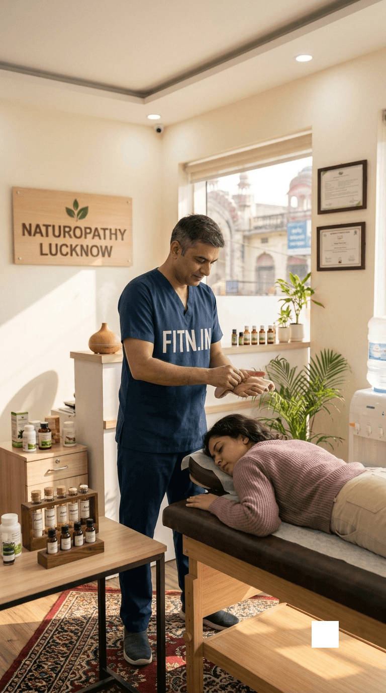 A chiropractor in Lucknow giving chiropractice therapy to his female client for her recovery from the ailment A chiropractor in Lucknow giving chiropractice therapy to his female client for her recovery from the ailment