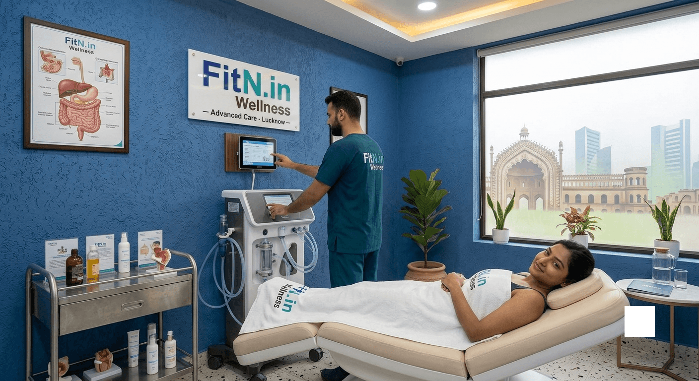 Hydrotherapy session at Naturopathy Lucknow clinic using a hydrotherapy machine